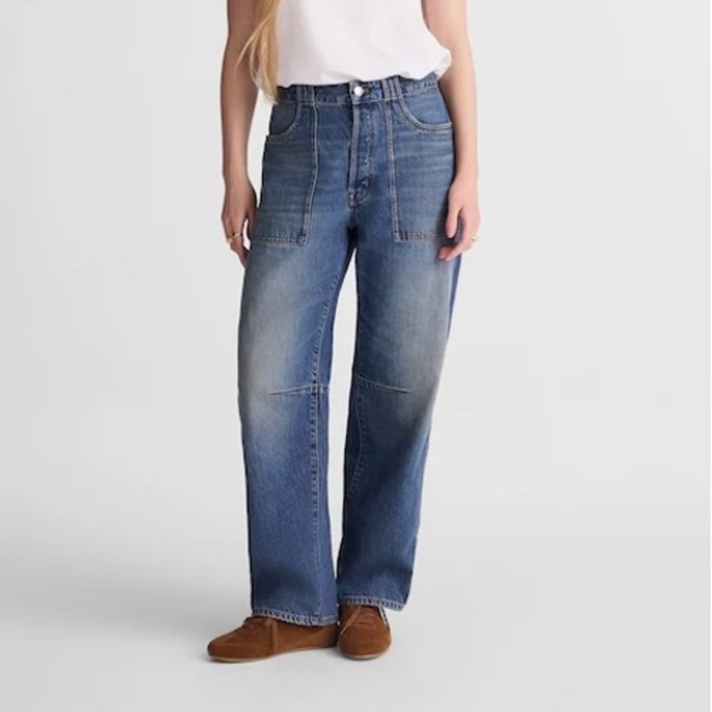 NWOT Madewell Petite Darted Barrel-Leg Jean 23P Irmo Wash Patch Pocket‎